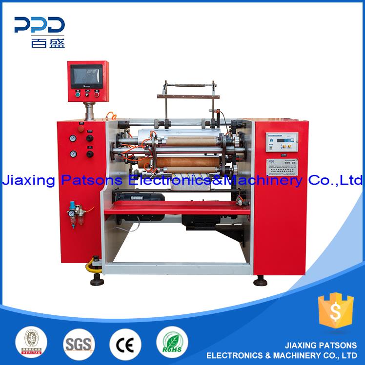 3 shaft Automatic gluing food paper aluminium foil rewinding machine, PPD-3SHPF450